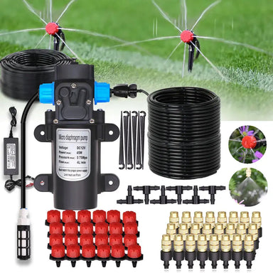 Garden Greenhouse Automatic Misting Cooling Irrigation Kit 45/60/80/100W Self-Priming Pressurize Water Pump Drip Watering System My Store