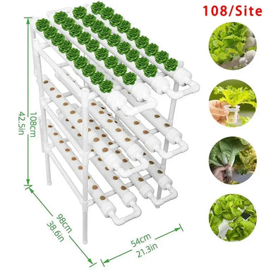 3-Layer/108 Sites Hydroponics System Growing Kits PVC Pipe Garden Vegetable Herbs Planting Tools My Store