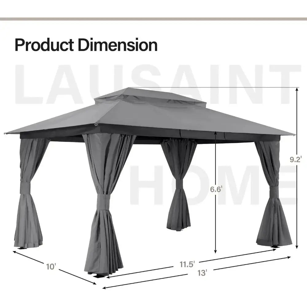 10'x13' Gazebo with Heavy Duty Party Tent & Shelter with Double Roof, Mosquito Nettings and Privacy Screens for Backyard, Garden - The Greenhouse Pros