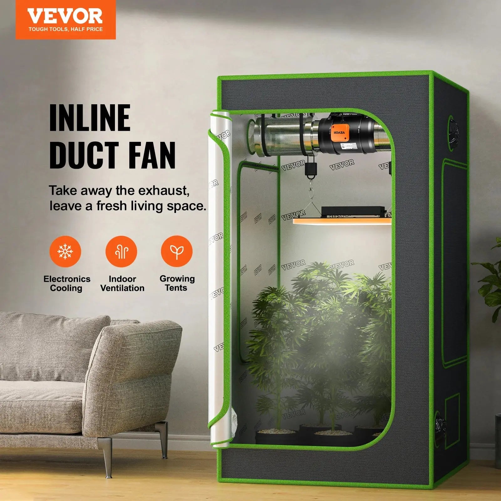 Improve Your Air Quality with VEVOR Inline Duct Fan - Temperature Humidity Controller & Energy Efficient - Suitable for Grow Tents, Kitchens and More - 8/6/4 Inch - The Greenhouse Pros
