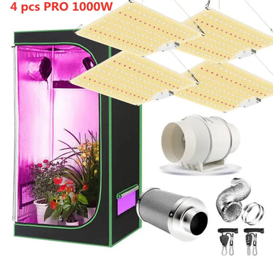Grow Box Grow Tent 1000-4000W Samsung LM281B PRO Phytolamp Board IR/UV VEG/BLOOM 4/5/6 Inch Fans & Activated Carbon Air Filter Set - The Greenhouse Pros