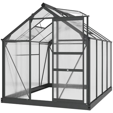 6.2'x8.3'x6.6' Gray Polycarbonate Greenhouse, Heavy Duty Outdoor Aluminum Walk-in Green House Kit Vent Door For backyard gardens - The Greenhouse Pros