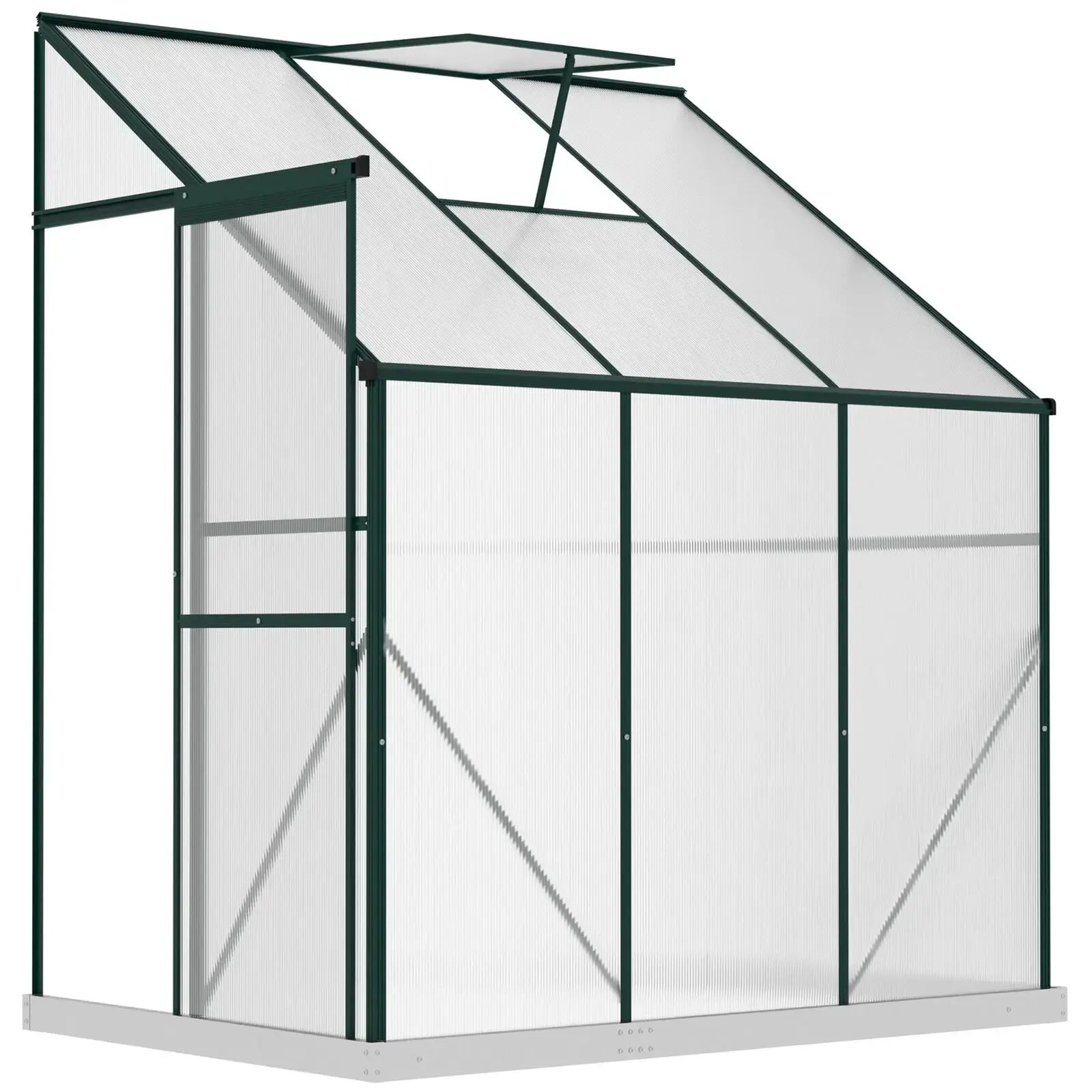 6' x 4' x 7'Aluminum Greenhouse, Polystyrene Walk-in Garden Greenhouse with 2 Adjustable Roof Vents and 3 Doors, Clear - The Greenhouse Pros