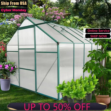 6x12 FT Polycarbonate Greenhouse Raised Base and Anchor Aluminum Heavy Duty Walk-in Greenhouses for Outdoor Backyard - The Greenhouse Pros