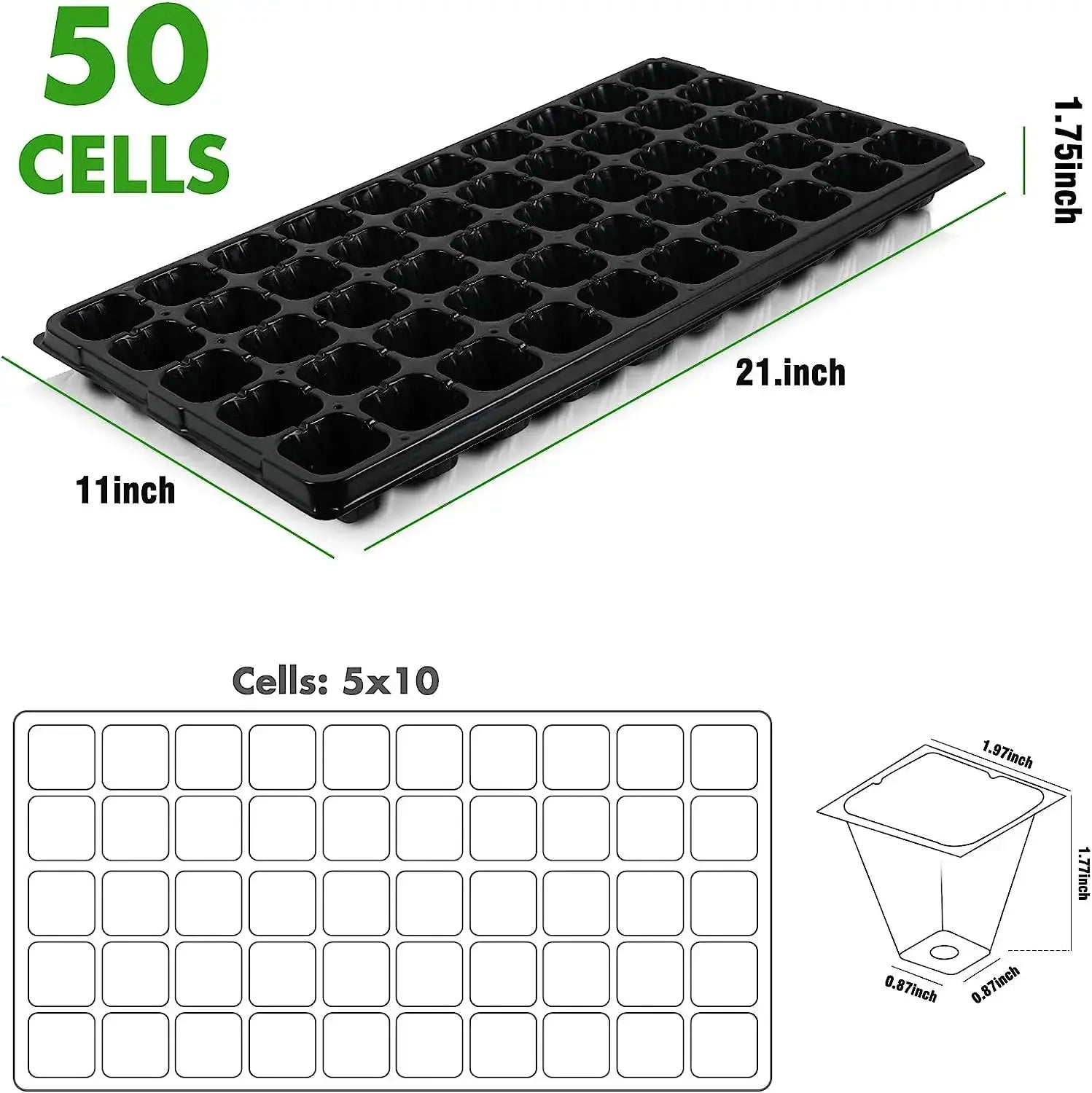 Plant Seedling Starter Tray for Garden Growing, Extra Strength, Seed Germination, Flower Pots, Nursery Box, 50/72 Cells - The Greenhouse Pros