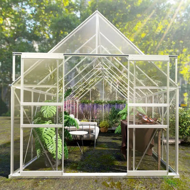 8' W x 16' D Walk-in Polycarbonate Greenhouse with Roof Vent,Sliding Doors,Aluminum Hobby Hot House for Outdoor Garden Backyard My Store