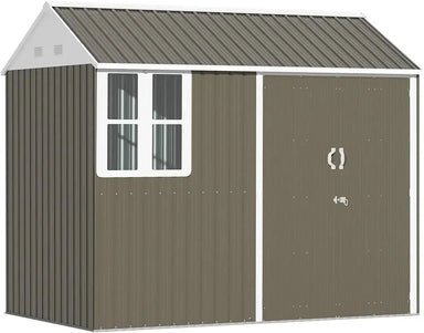 8' x 6' Outdoor Storage Shed, Metal Garden Shed with Window & Double Lockable Door, Outdoor Tool Shed Storage with Sloped Roof - The Greenhouse Pros