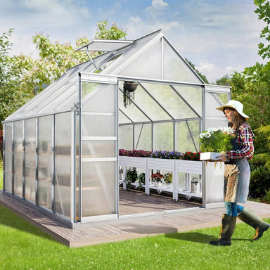 8x10 foot walk-in greenhouse, heavy-duty cultivation room with sliding door, garden planting house, vegetable breeding house - The Greenhouse Pros