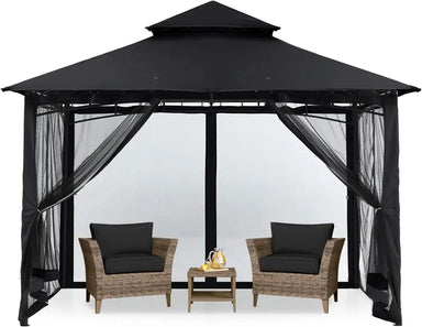 8x8 Outdoor Garden Gazebo for Patios with Stable Steel Frame and Netting Walls The Greenhouse Pros