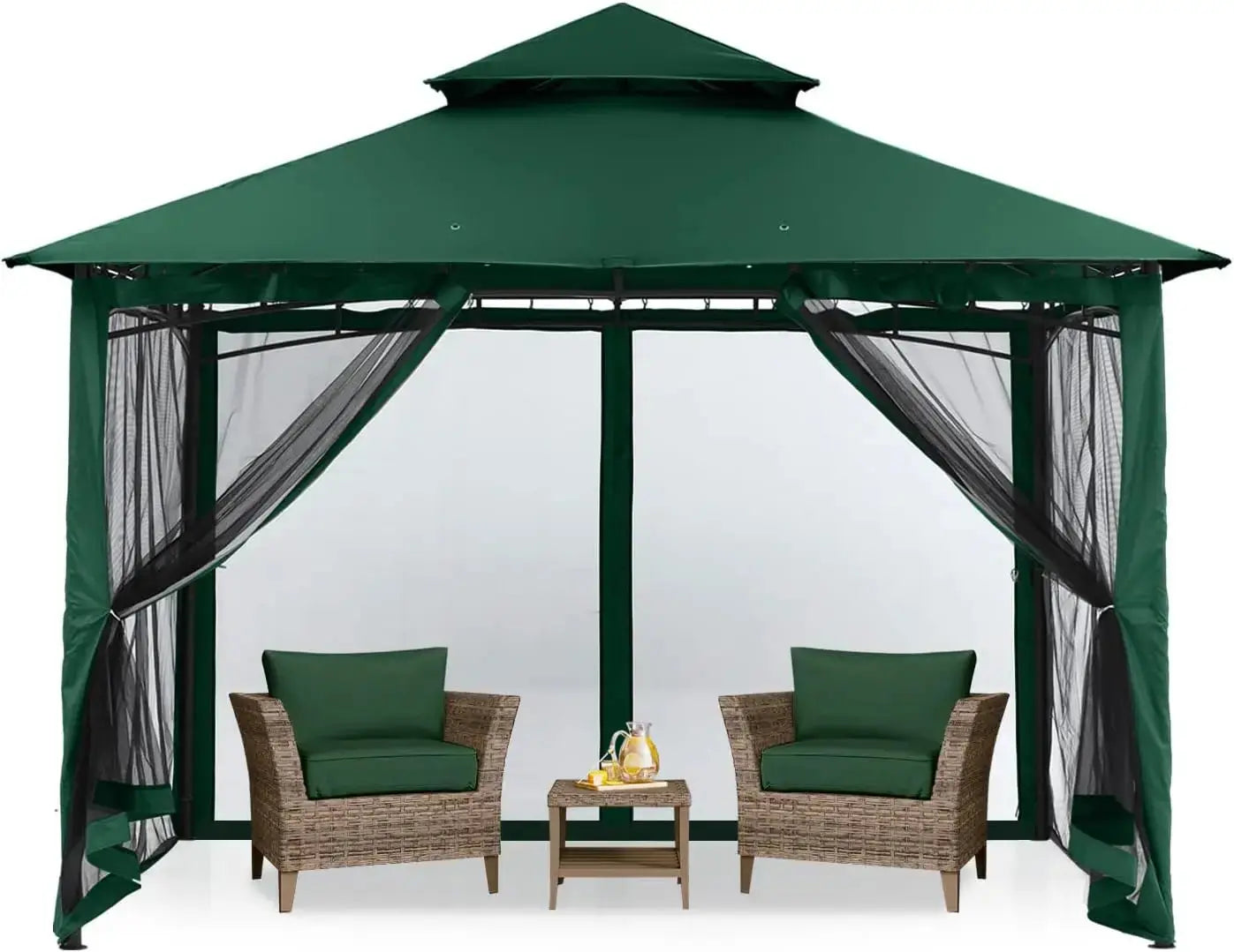 8x8 Outdoor Garden Gazebo for Patios with Stable Steel Frame and Netting Walls - The Greenhouse Pros