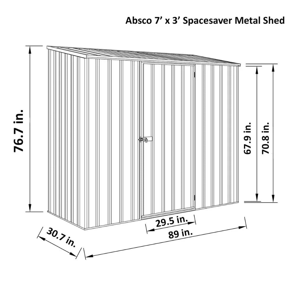 Absco 7' x 3' Space Saver Metal Storage Shed | AB1105 ABSCO