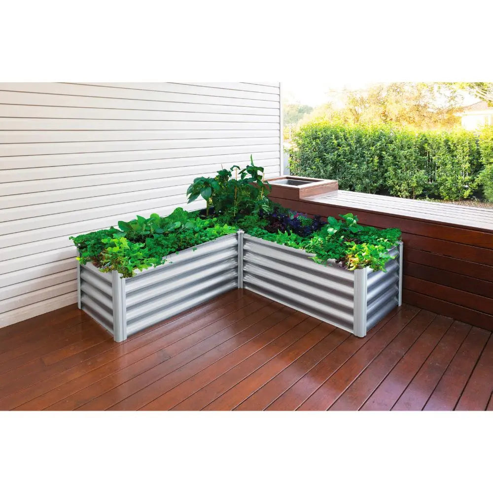 Absco Organic Garden Co 4' x 4' x 1.3' Metal L Garden Bed | AB1303 ABSCO
