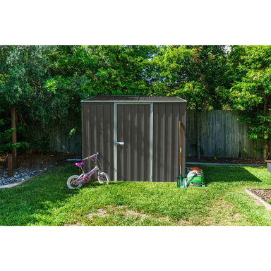 Absco Single Door Space Saver Metal Garden Shed 7.5' x 5' - Woodland Gray | AB1108 ABSCO