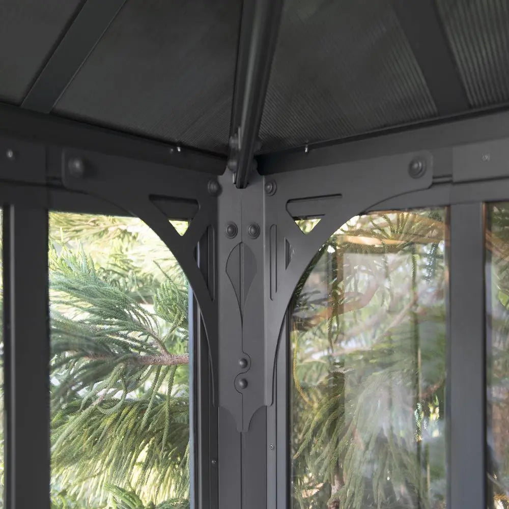 Palram - Canopia Ledro 12' x 12' Enclosed Gazebo w/screen doors - Gray/Bronze | HG9193 Palram