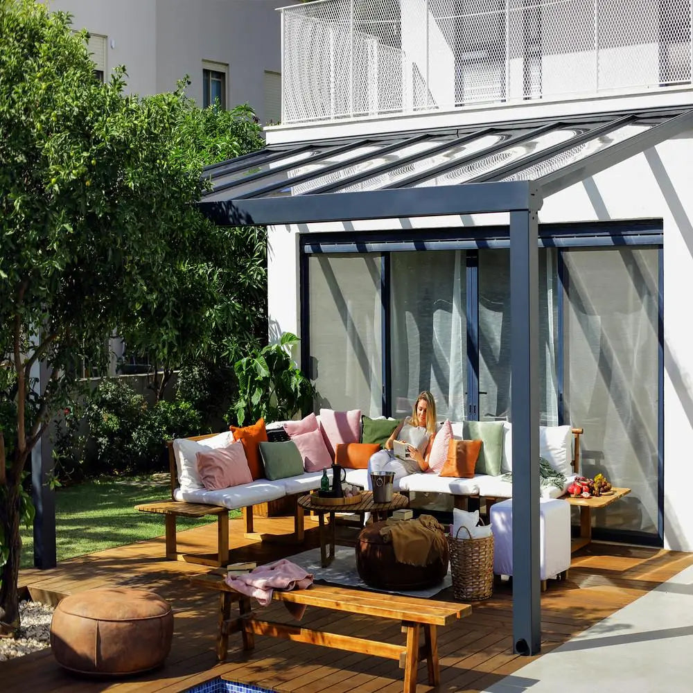 Palram - Canopia Stockholm 11' x 17' Patio Cover - Gray/Clear | HG9455 Palram