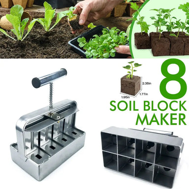 Double-deck Stainless steel Handheld Seedling Soil Blocker 2-Inch Double-deck Soil Block Maker for Garden Prep - The Greenhouse Pros