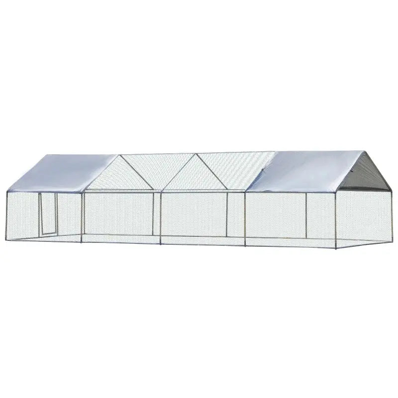 Galvanized Large Metal Chicken Coop Cage, Walk-in Enclosure Poultry Hen Run House with UV & Water-Resistant Cover10' x 26' x 6.5 The Greenhouse Pros