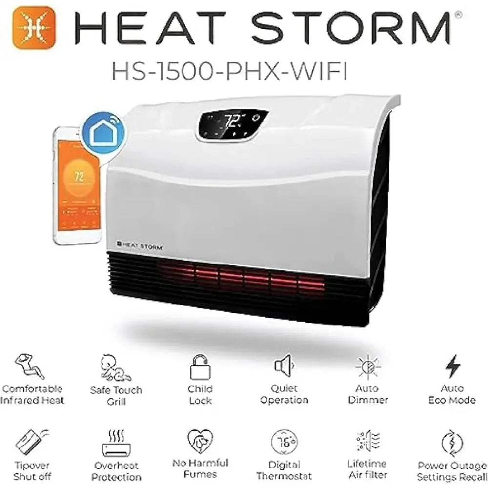 Heat Storm HS-1500-PHX-WIFI Infrared Heater, Wifi Wall Mounted My Store