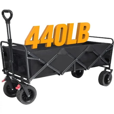 Heavy Duty Folding Utility Garden Cart With Big All-Terrain Beach Wheels & Huge Side Pockets (Huge) Push Cart Dolly Trolley Hand My Store