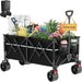 Heavy Duty Folding Utility Garden Cart With Big All-Terrain Beach Wheels & Huge Side Pockets (Huge) Push Cart Dolly Trolley Hand - The Greenhouse Pros