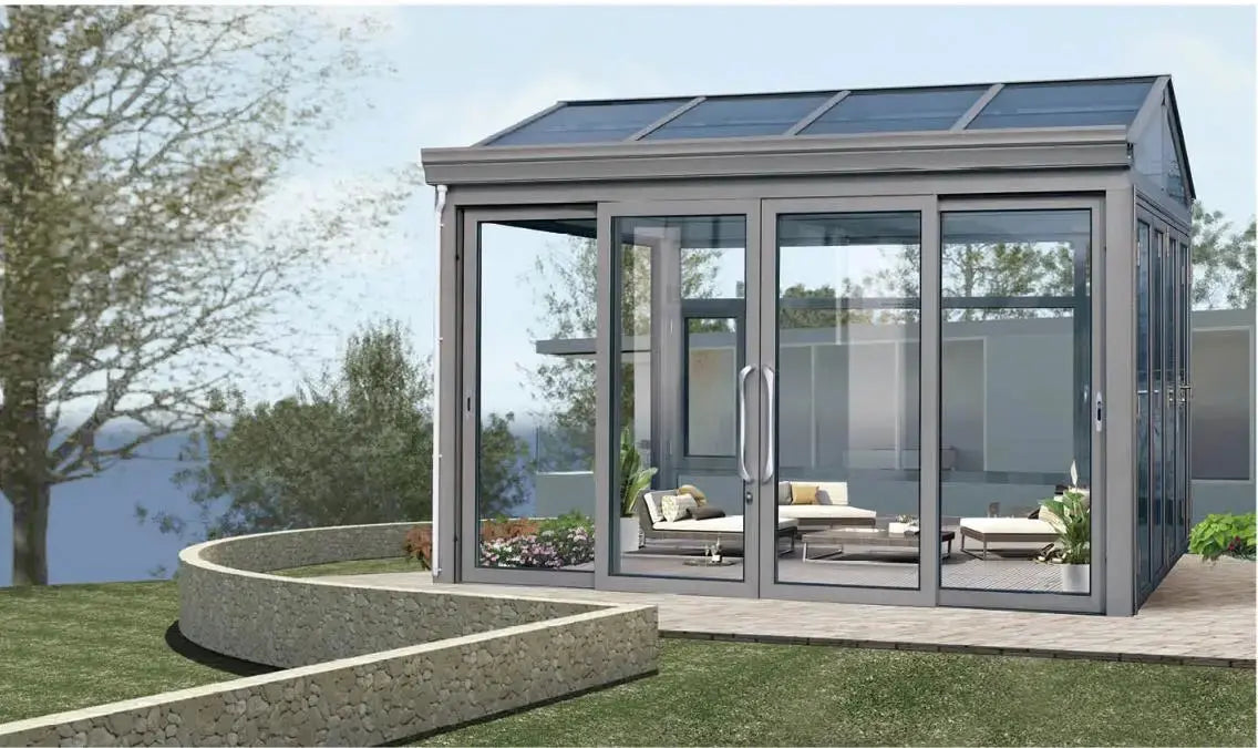 Industrial Style Villa Veranda Black Color Aluminum Alloy Patio Sun Rooms Glass House - The Greenhouse Pros