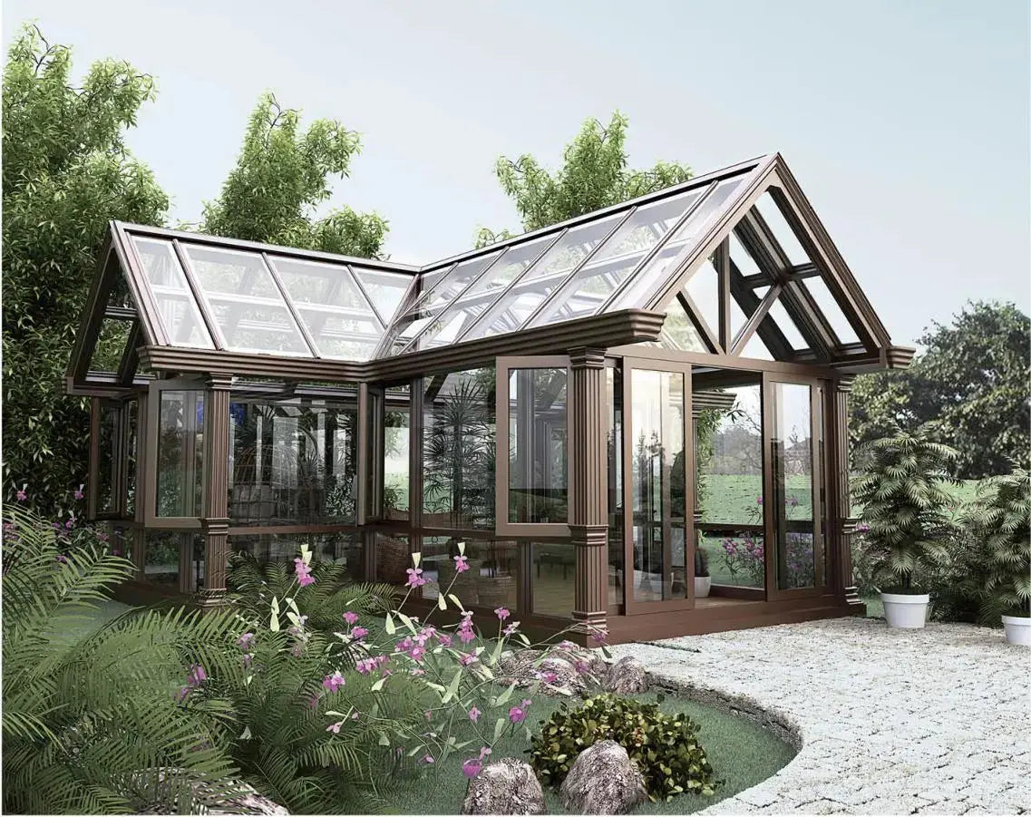 Industrial Style Villa Veranda Black Color Aluminum Alloy Patio Sun Rooms Glass House - The Greenhouse Pros