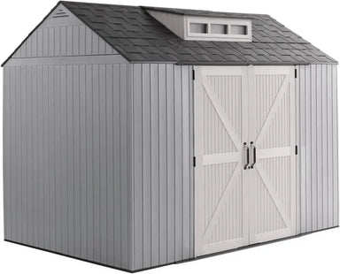 Large Resin Outdoor Storage Shed, 10.5 x 7 ft., Gray, with Substantial Space for Home/Garden/Back-Yard/Lawn Equipment The Greenhouse Pros