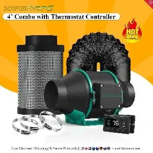 Mars Hydro 4" Inline Duct Fan Kit Grow Tents Ventilation System With Carbon Filter For Heating Cooling Humidity Smart Control My Store