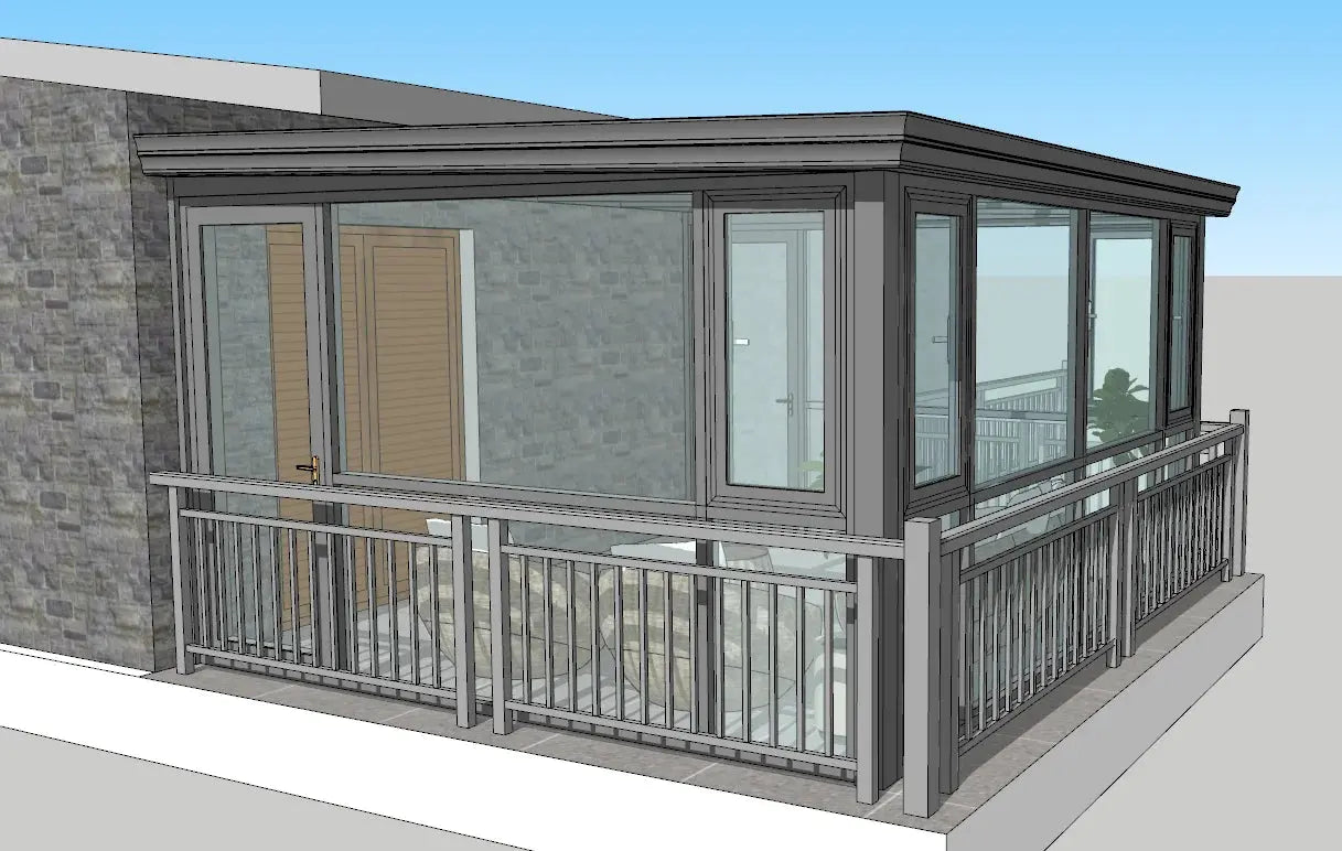Modern villa garden customized aluminum window doors balcony veranda sunroom glass house - The Greenhouse Pros