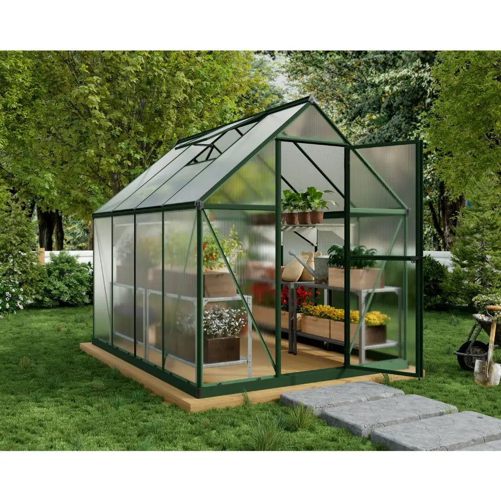 Palram Canopia Mythos 6' x 8' Green Greenhouse | HG5008G-1B - The Greenhouse Pros