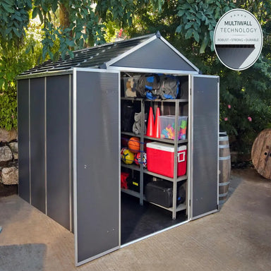 Palram - Canopia Rubicon 6' x 10' Shed - Gray | HG9710GY - The Greenhouse Pros