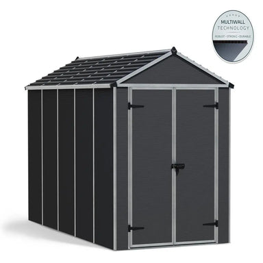 Palram - Canopia Rubicon 6' x 12' Shed - Gray | HG9712GY - The Greenhouse Pros