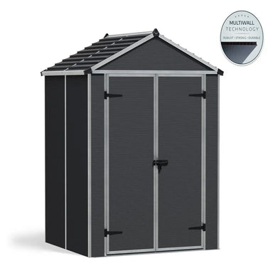 Palram - Canopia Rubicon 6' x 5' Shed - Gray | HG9705GY - The Greenhouse Pros