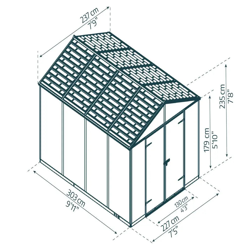 Palram - Canopia Rubicon 8' x 10' Shed - Gray | HG9731GY Palram