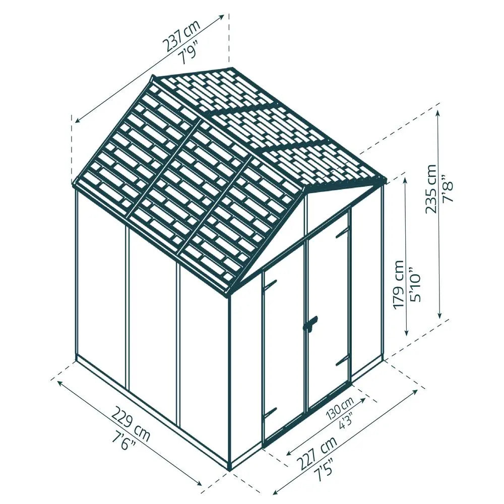 Palram - Canopia Rubicon 8' x 8' Shed - Gray | HG9730GY Palram