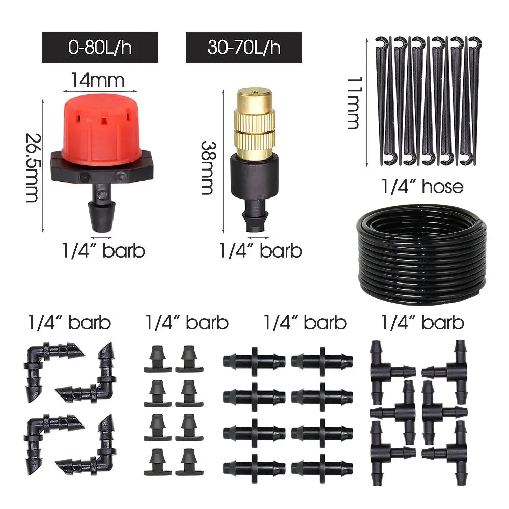 Garden Greenhouse Automatic Misting Cooling Irrigation Kit 45/60/80/100W Self-Priming Pressurize Water Pump Drip Watering System My Store