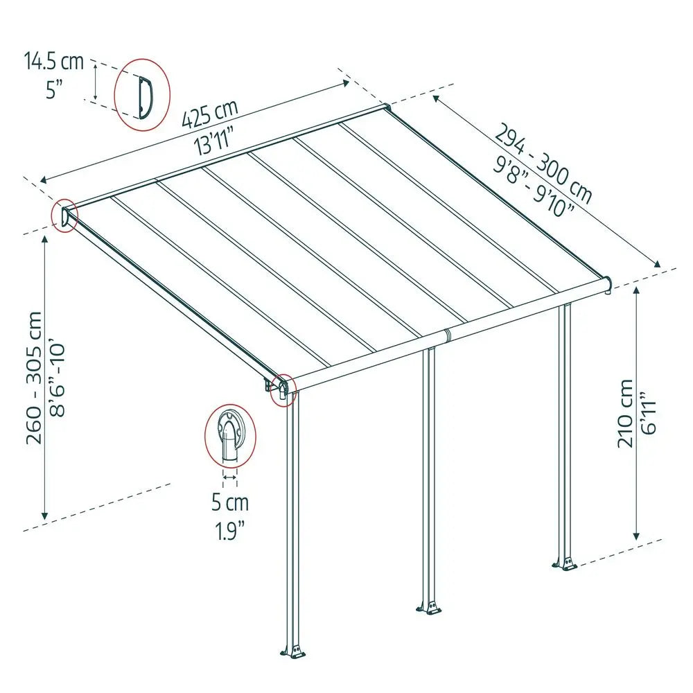 Palram - Canopia Olympia 10' x 14' Patio Cover - Gray/Bronze | HG8814 Palram