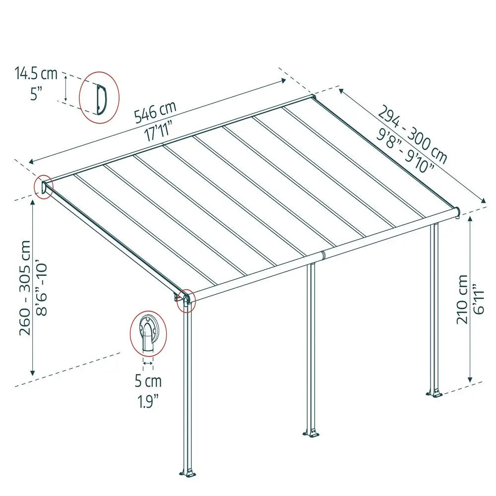 Palram - Canopia Olympia 10' x 18' Patio Cover - Gray/Bronze | HG8818 Palram