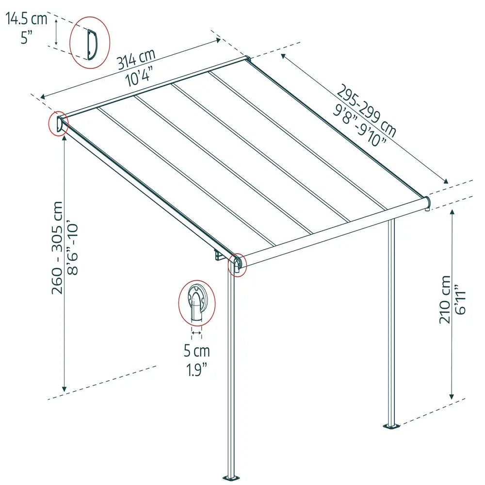 Palram - Canopia Sierra 10' x 10' Patio Cover - Gray/Bronze | HG9076 Palram