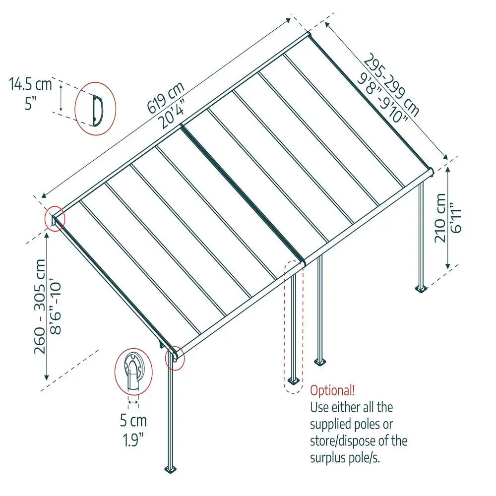 Palram - Canopia Sierra 10' x 20' Patio Cover - Gray/Bronze | HG9079 Palram