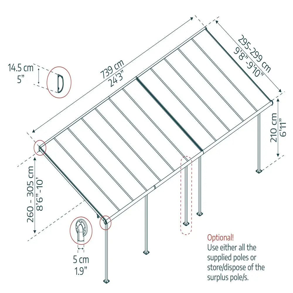 Palram - Canopia Sierra 10' x 24' Patio Cover - Gray/Bronze | HG9080 Palram