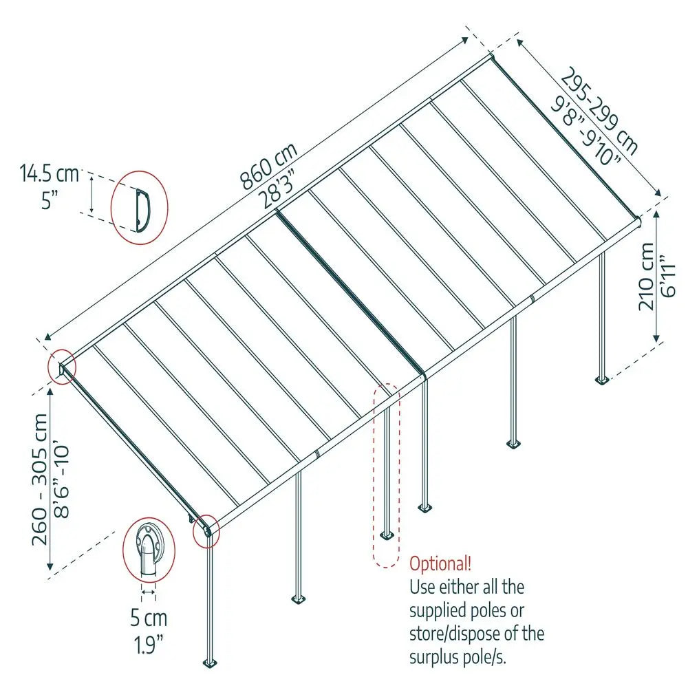 Palram - Canopia Sierra 10' x 28' Patio Cover - Gray/Bronze | HG9081 Palram