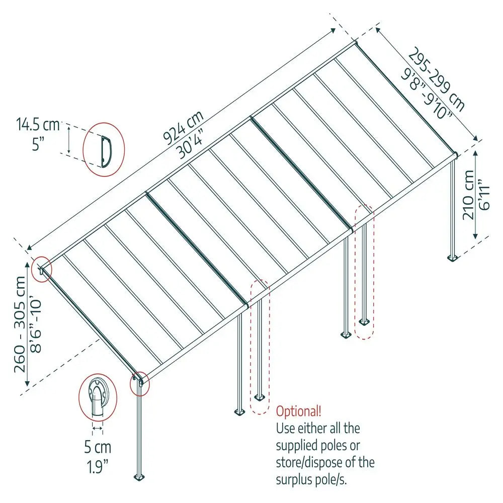 Palram - Canopia Sierra 10' x 30' Patio Cover - Gray/Bronze | HG9082 Palram