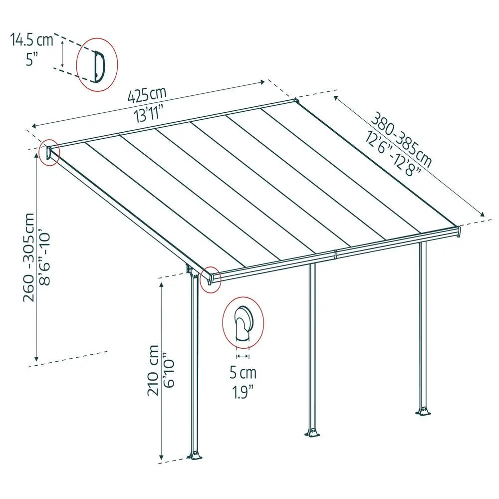 Palram - Canopia Feria 13' x 14' Patio Cover - White/Clear | HG9214 Palram