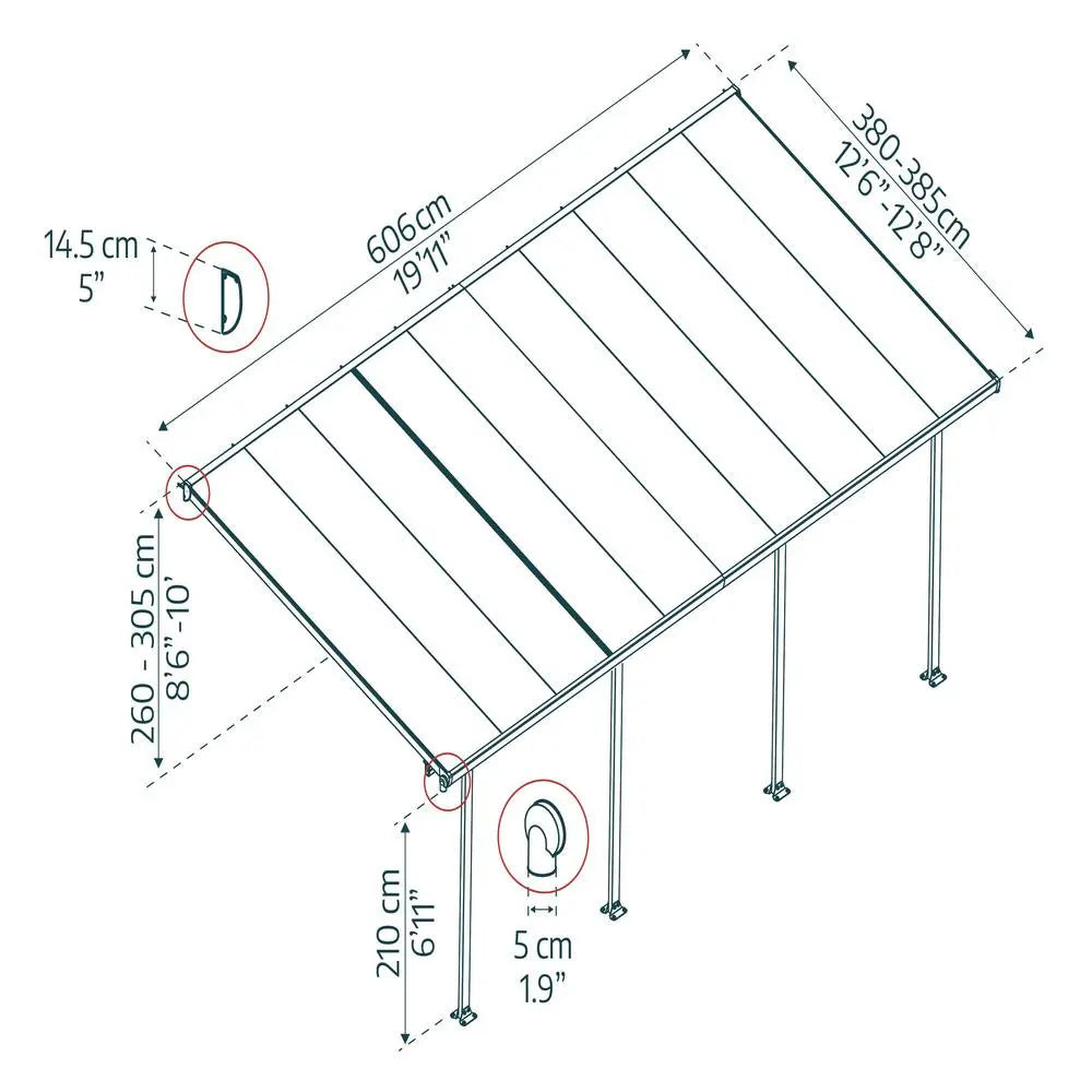 Palram - Canopia Feria 13' x 20' Patio Cover - White/Clear | HG9220 Palram