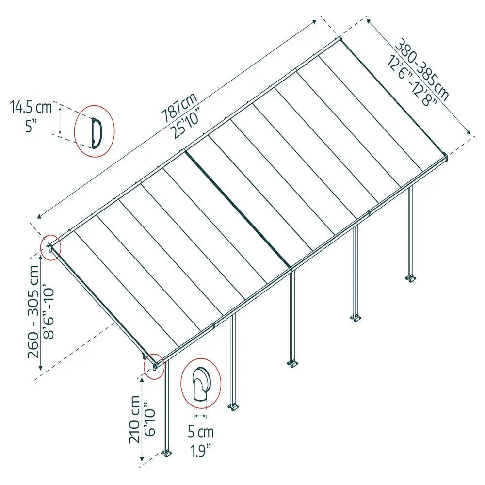 Palram - Canopia Feria 13' x 26' Patio Cover - White/Clear | HG9226 Palram