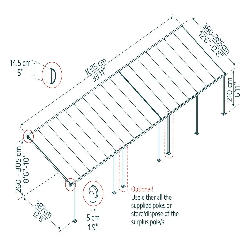 Palram - Canopia Feria 13' x 34' Patio Cover - White/Clear | HG9234 Palram