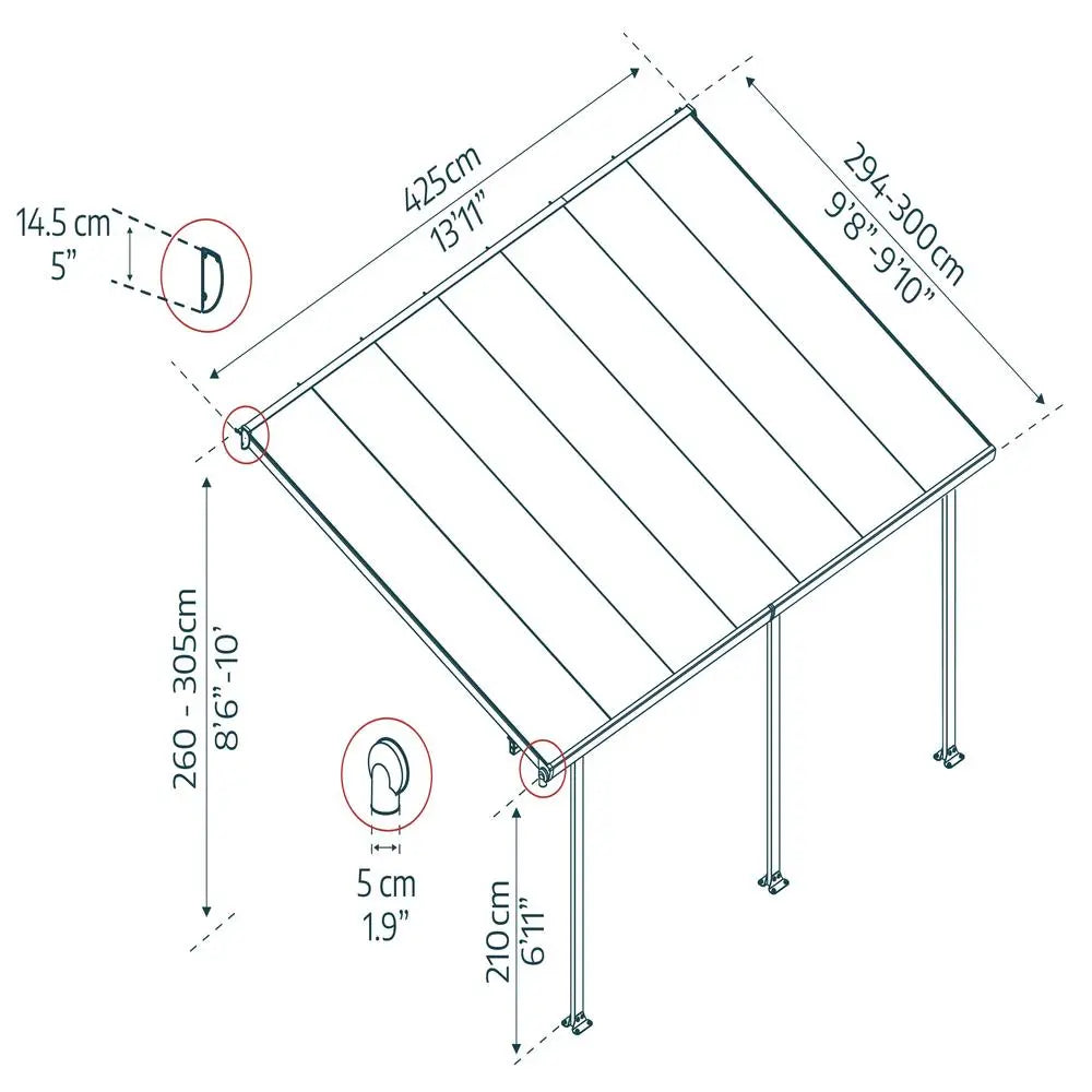 Palram - Canopia Feria 10' x 14' Patio Cover - Gray/Clear | HG9414 Palram