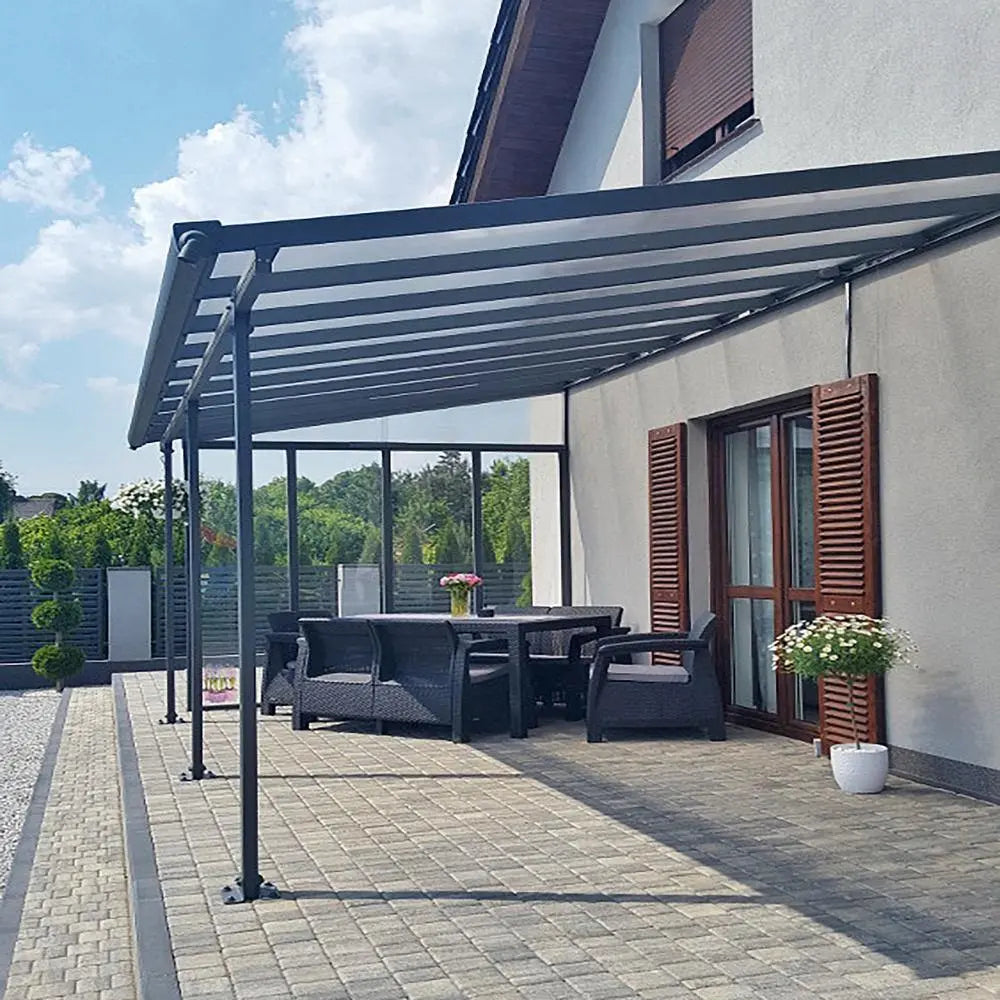 Palram - Canopia Feria 10' x 18' Patio Cover - Gray/Clear | HG9418 Palram