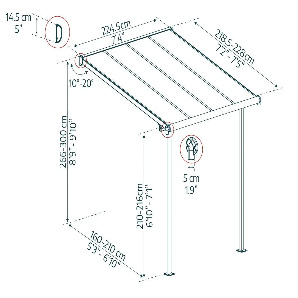 Palram - Canopia Sierra 8' x 8' Patio/Door Cover - White | HG9075 Palram